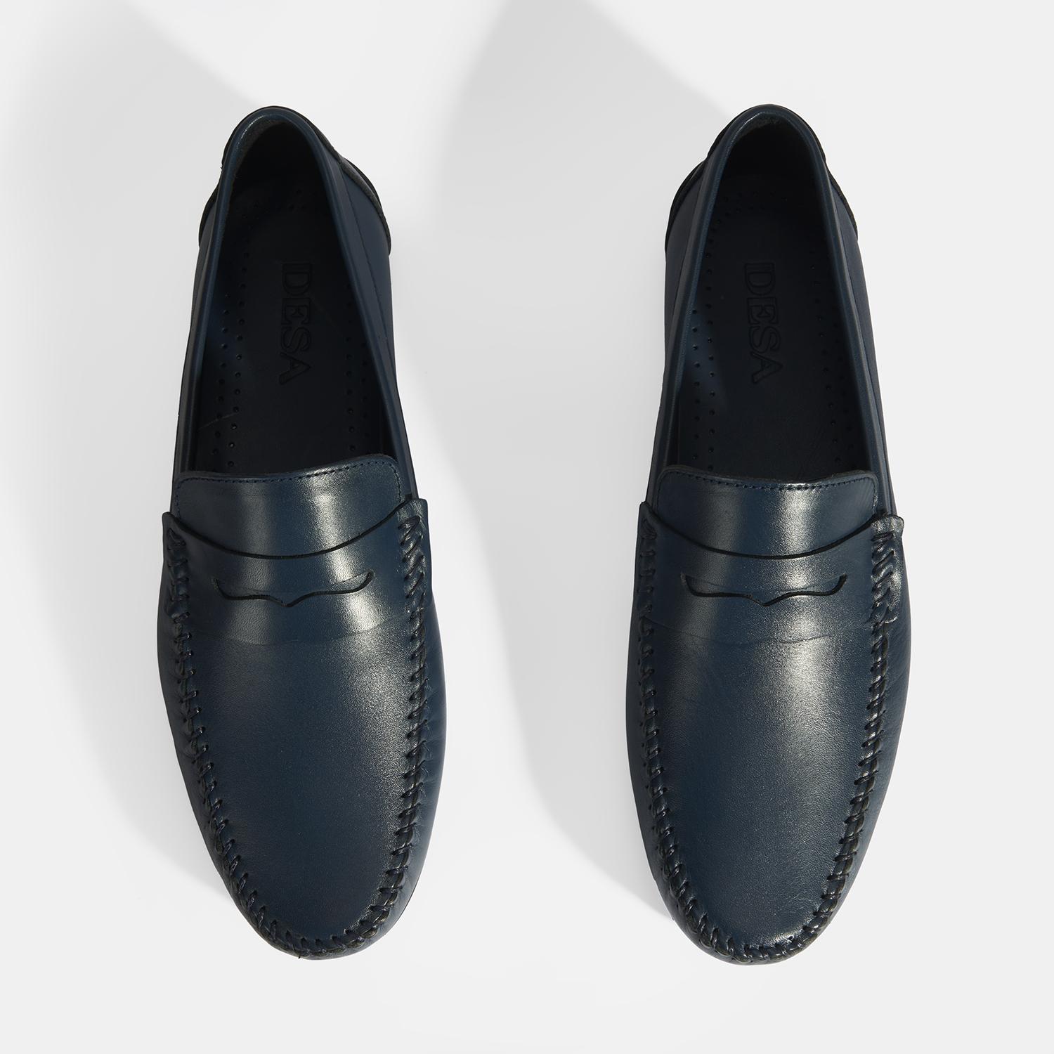 Jovian Lacivert Erkek Deri Slip-On Loafer 2010054114013