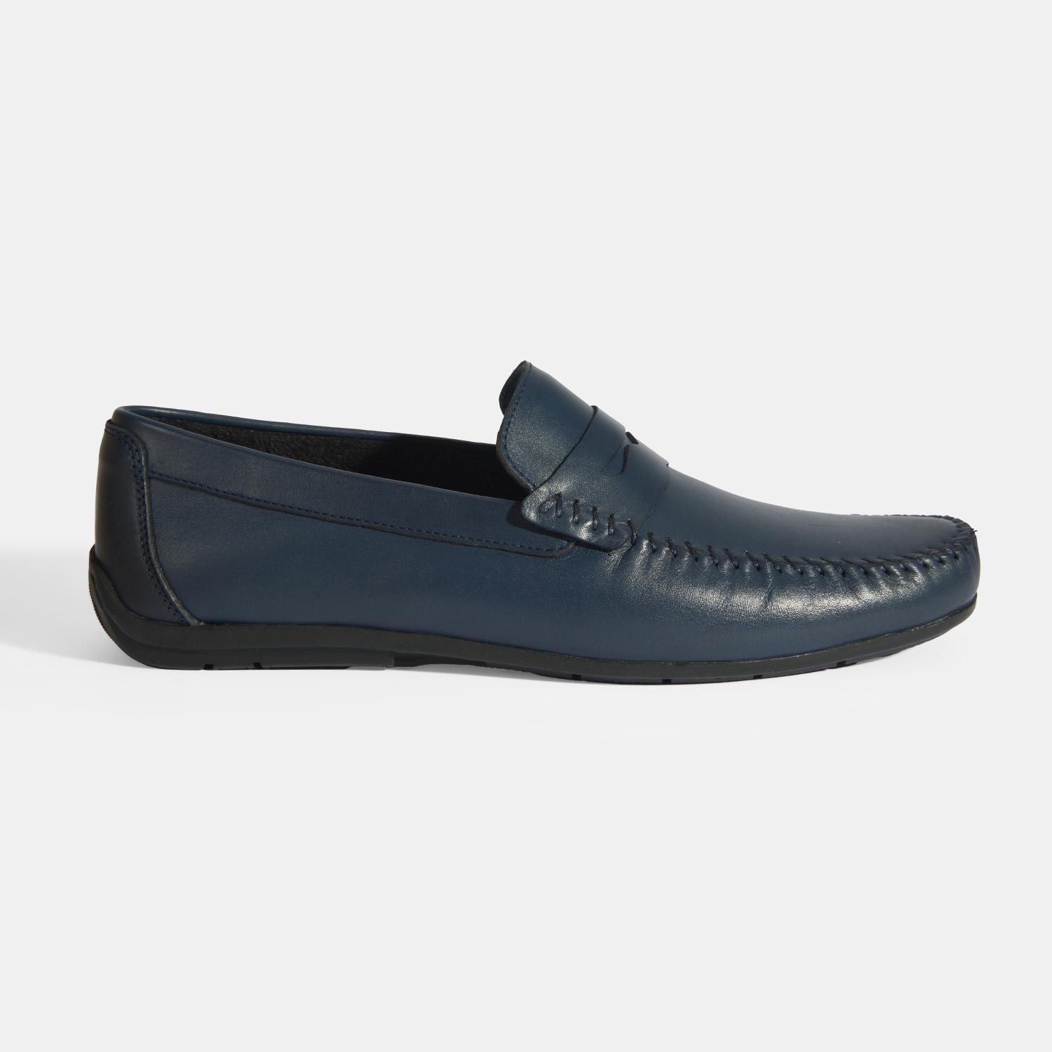 Jovian Lacivert Erkek Deri Slip-On Loafer 2010054114013