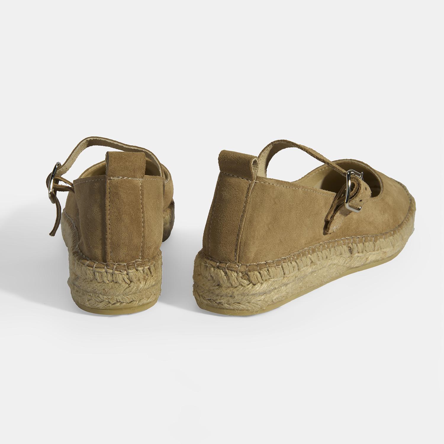 Bej Kadın Toka Detaylı Süet Mary Jane Espadril 2010054116007