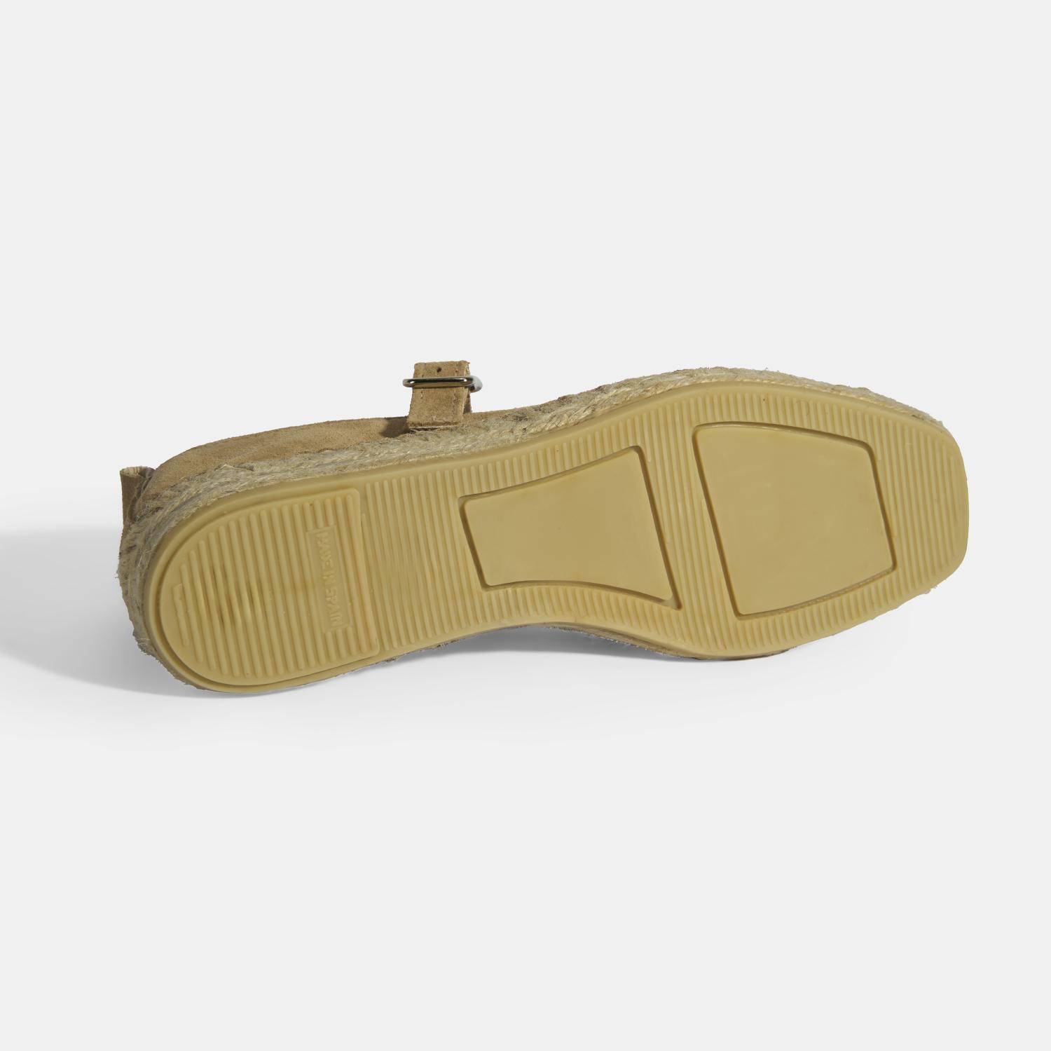 Bej Kadın Toka Detaylı Süet Mary Jane Espadril 2010054116007