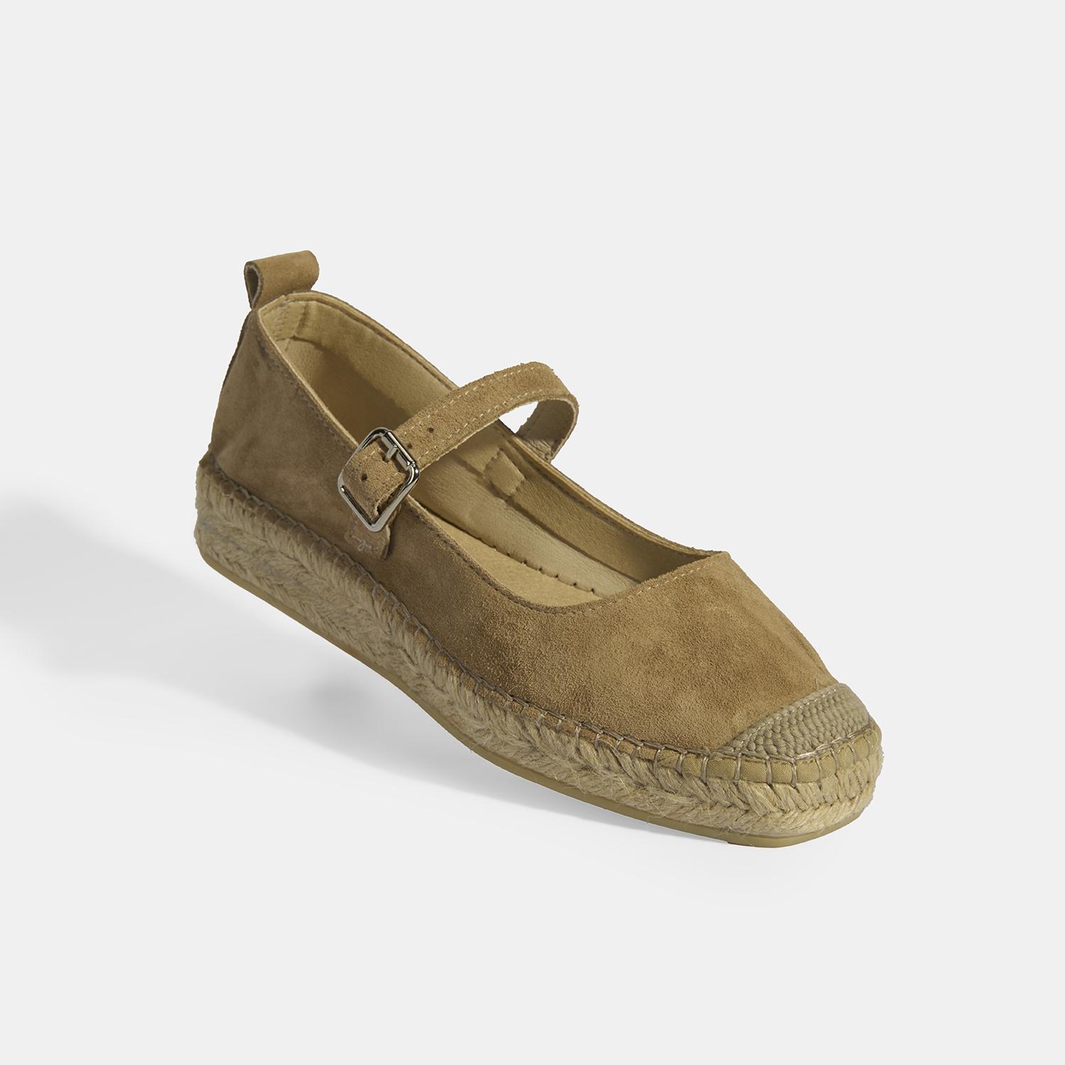 Bej Kadın Toka Detaylı Süet Mary Jane Espadril 2010054116007