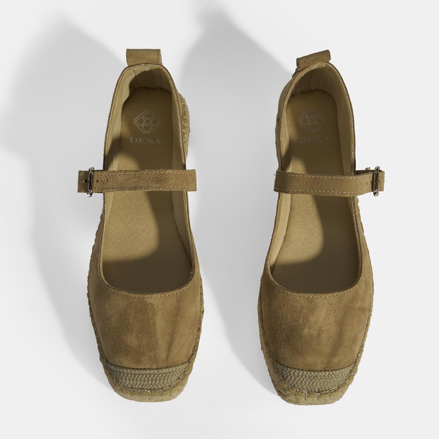 Bej Kadın Toka Detaylı Süet Mary Jane Espadril 2010054116007
