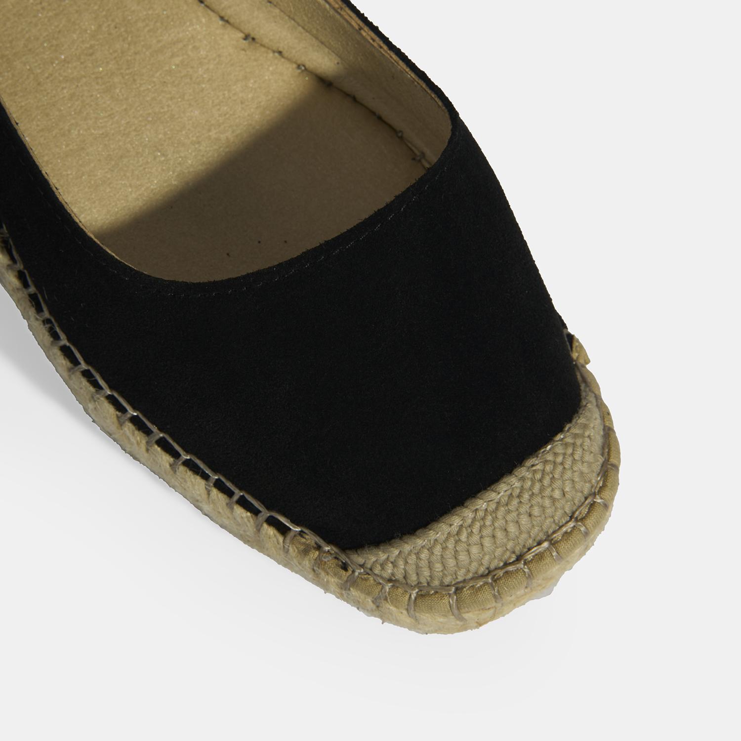Siyah Kadın Toka Detaylı Süet Mary Jane Espadril 2010054116002