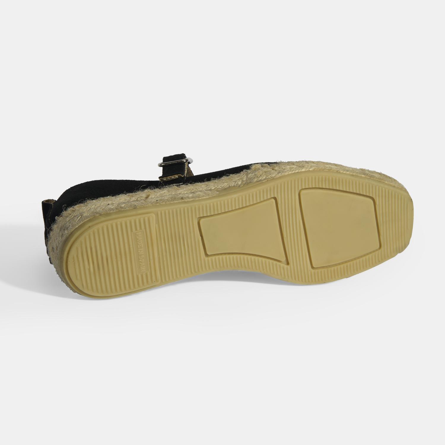 Siyah Kadın Toka Detaylı Süet Mary Jane Espadril 2010054116002
