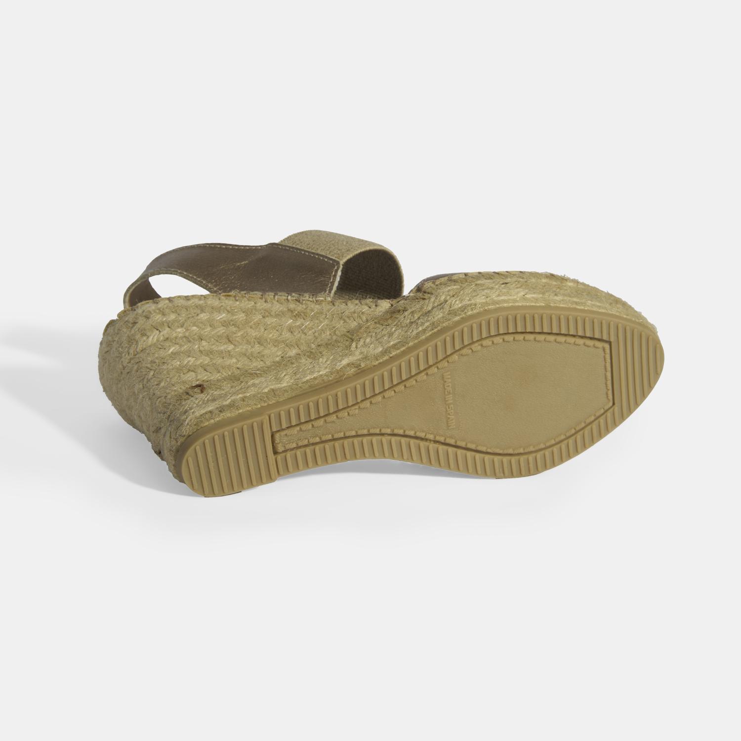 Gold Kadın Lastik Bantlı Slingback Dolgu Topuklu Deri Espadril 2010054121002