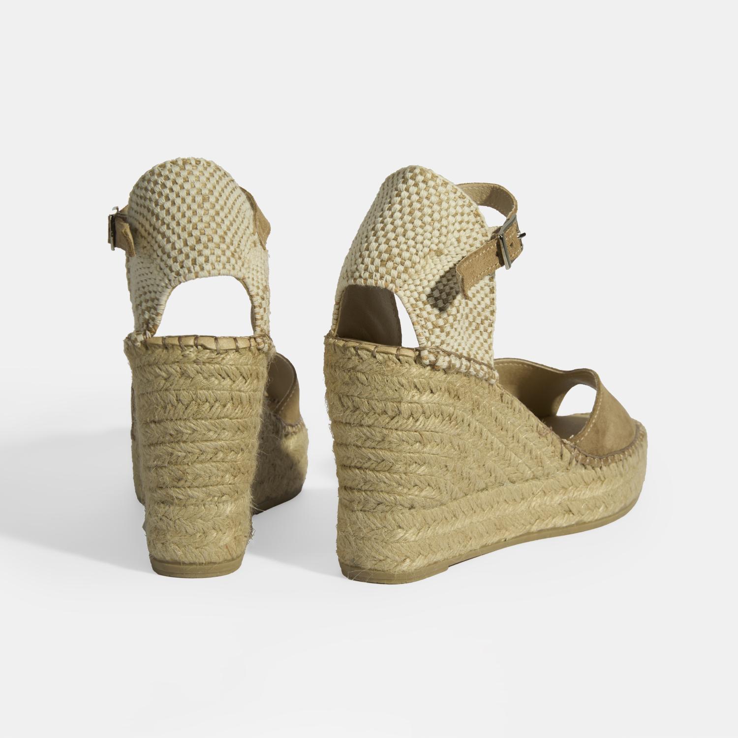 Bej Kadın Toka Detaylı Dolgu Topuklu Süet Espadril 2010054123002