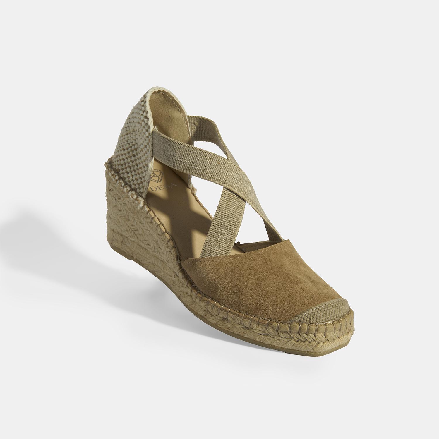 Bej Kadın Lastik Bantlı Dolgu Topuklu Süet Espadril 2010054132002