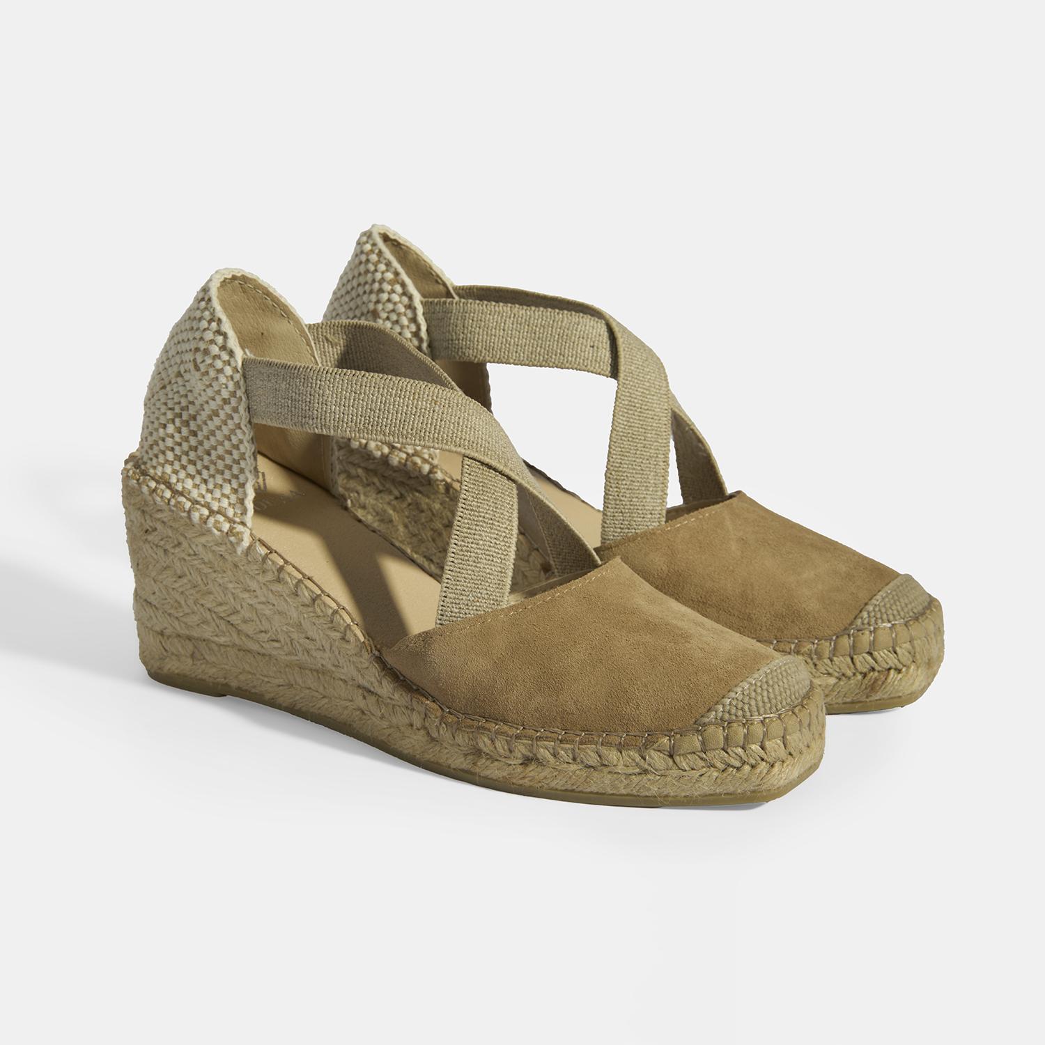 Bej Kadın Lastik Bantlı Dolgu Topuklu Süet Espadril 2010054132002