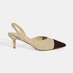 Kadın Bej Slingback Süet Topuklu Ayakkabı 2010054325002