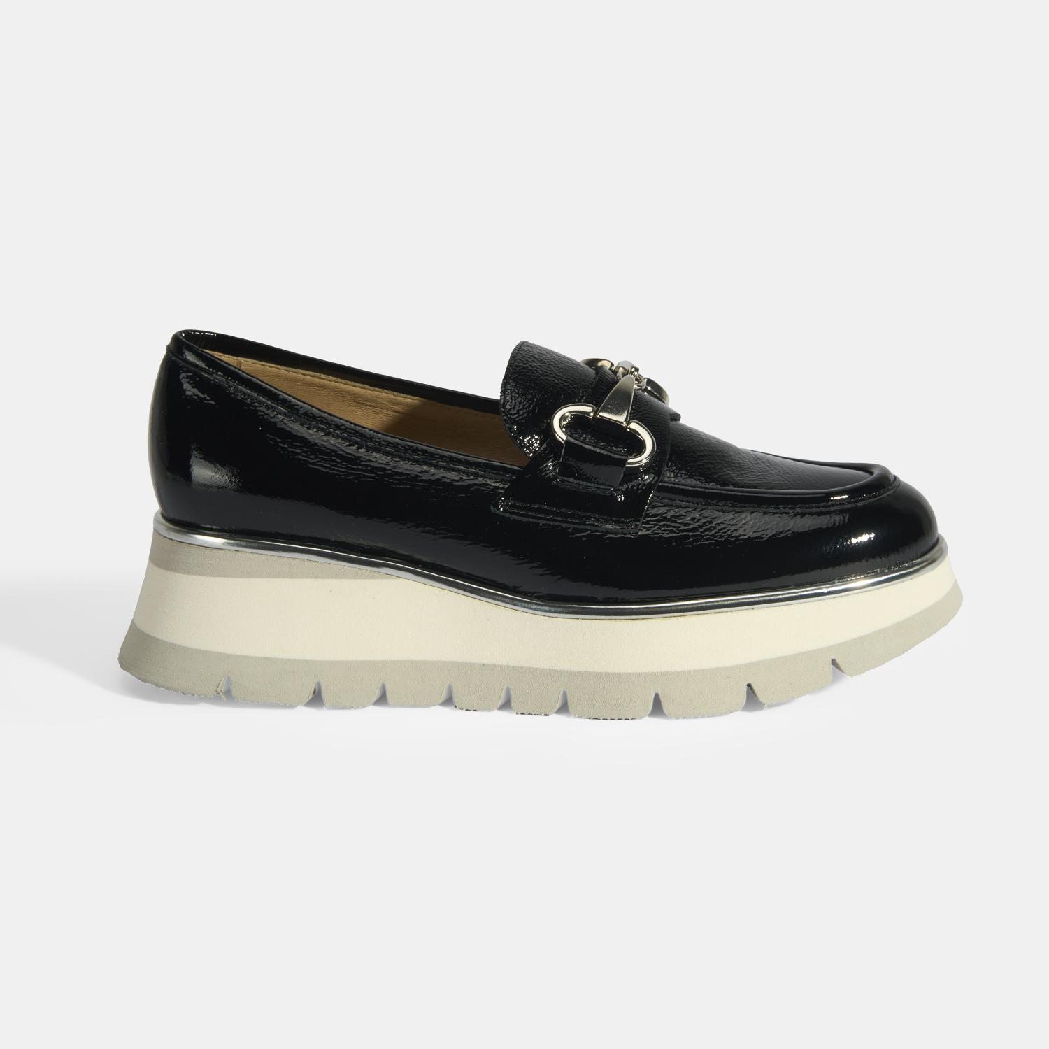 Luca Grossi Kadın Siyah Kalın Topuklu Slip-On Rugan Loafer 2010054662002