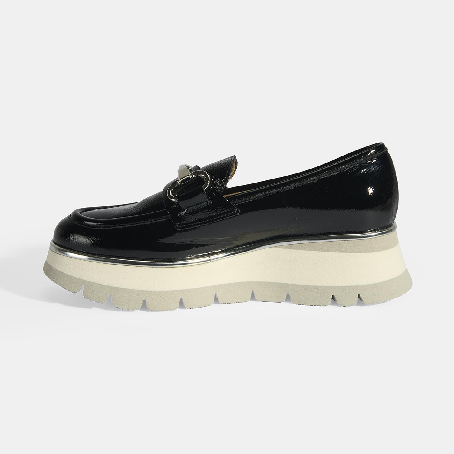 Luca Grossi Kadın Siyah Kalın Topuklu Slip-On Rugan Loafer 2010054662002