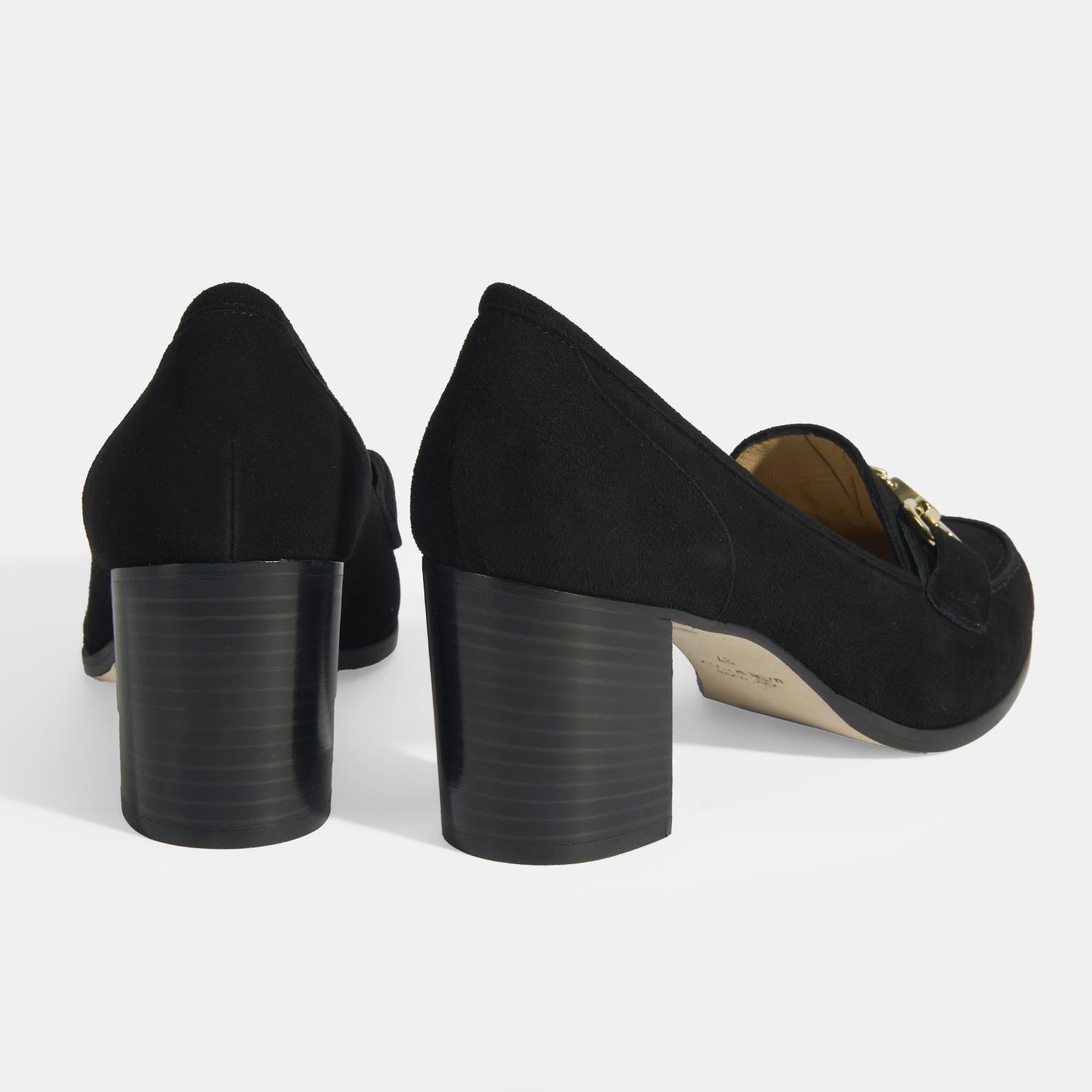 Luca Grossi Kadın Siyah Metal Aksesuarlı Süet Topuklu Loafer 2010054671002