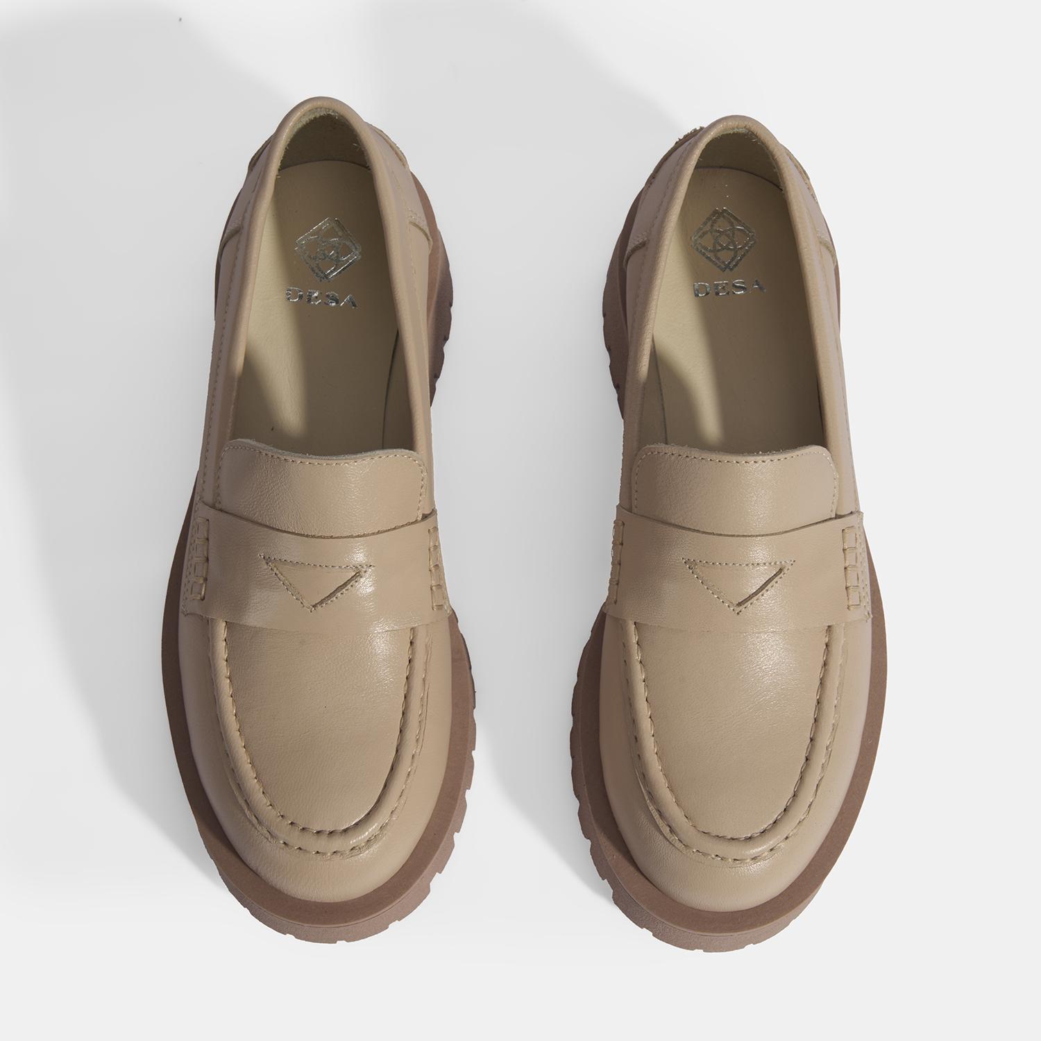 Kadın Taba Slip-On Deri Loafer 2010054476009