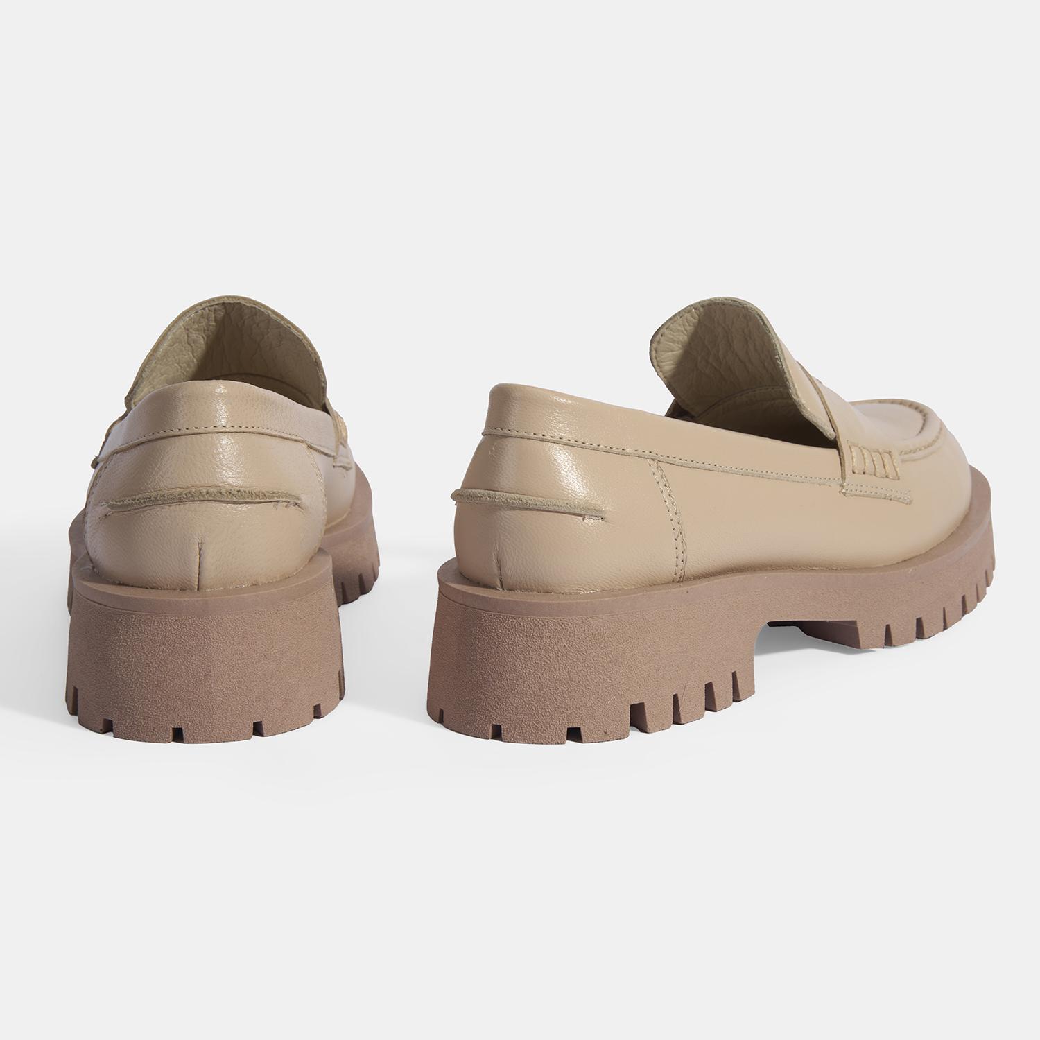 Kadın Taba Slip-On Deri Loafer 2010054476009