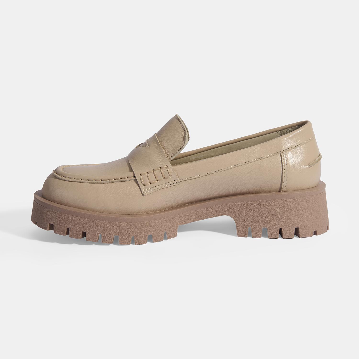 Kadın Taba Slip-On Deri Loafer 2010054476009