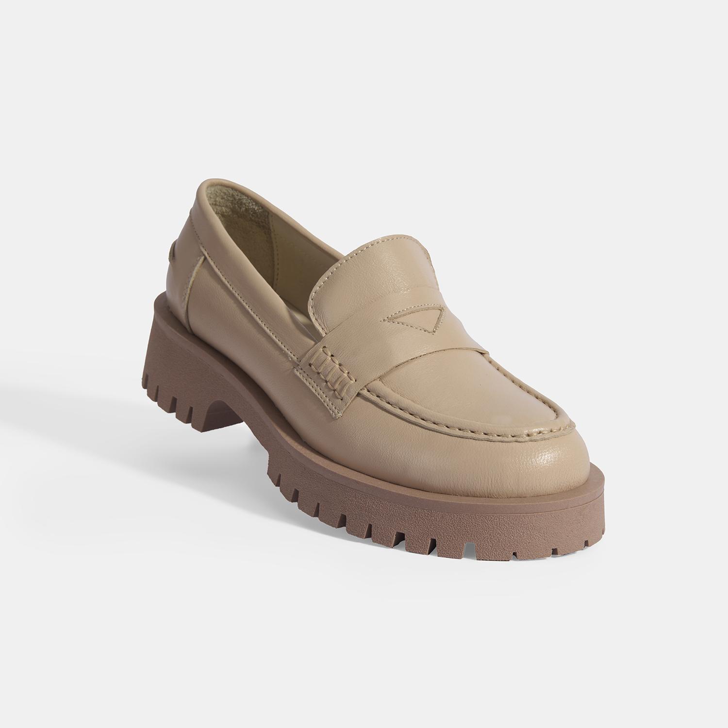 Kadın Taba Slip-On Deri Loafer 2010054476009