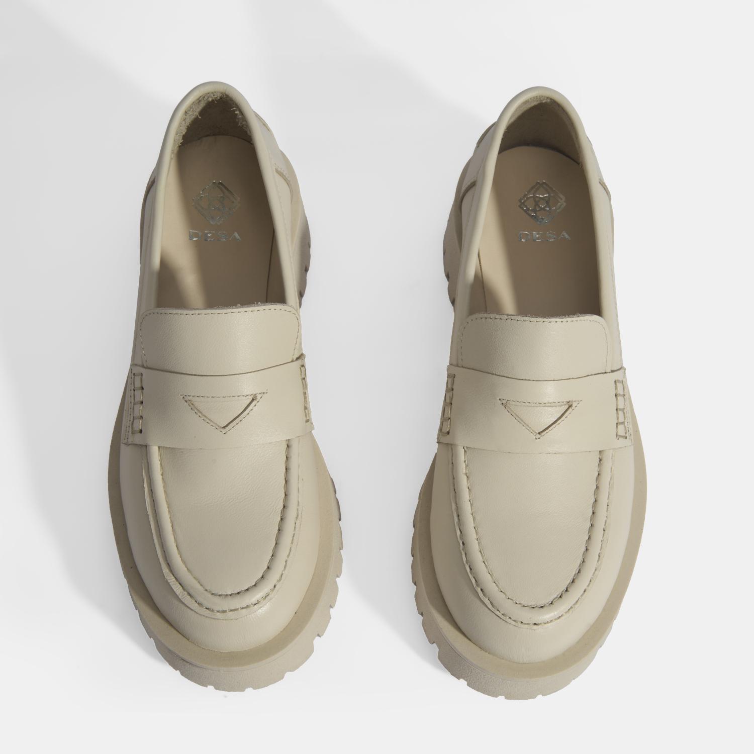 Kadın Bej Slip-On Deri Loafer 2010054476005