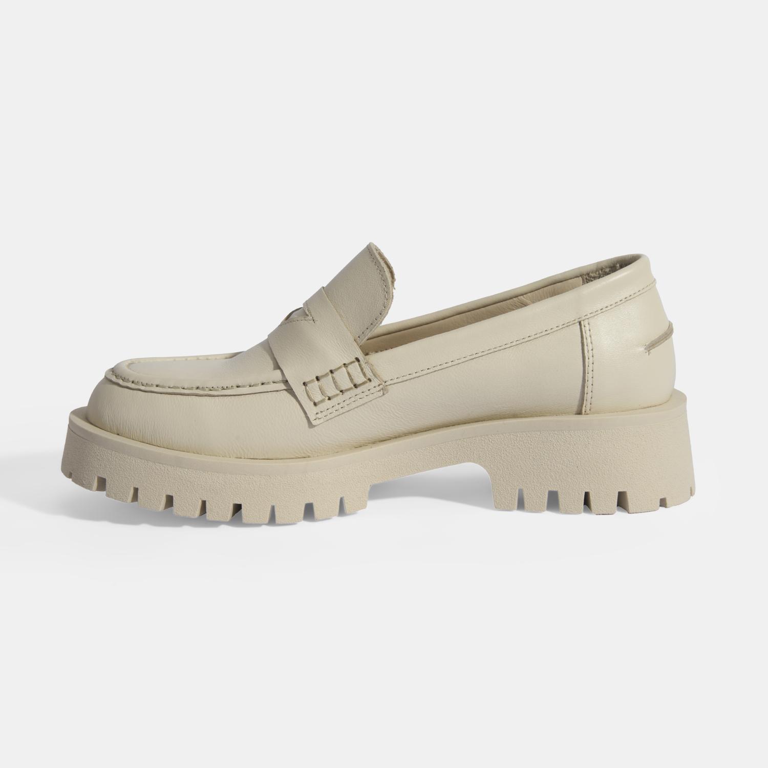 Kadın Bej Slip-On Deri Loafer 2010054476005