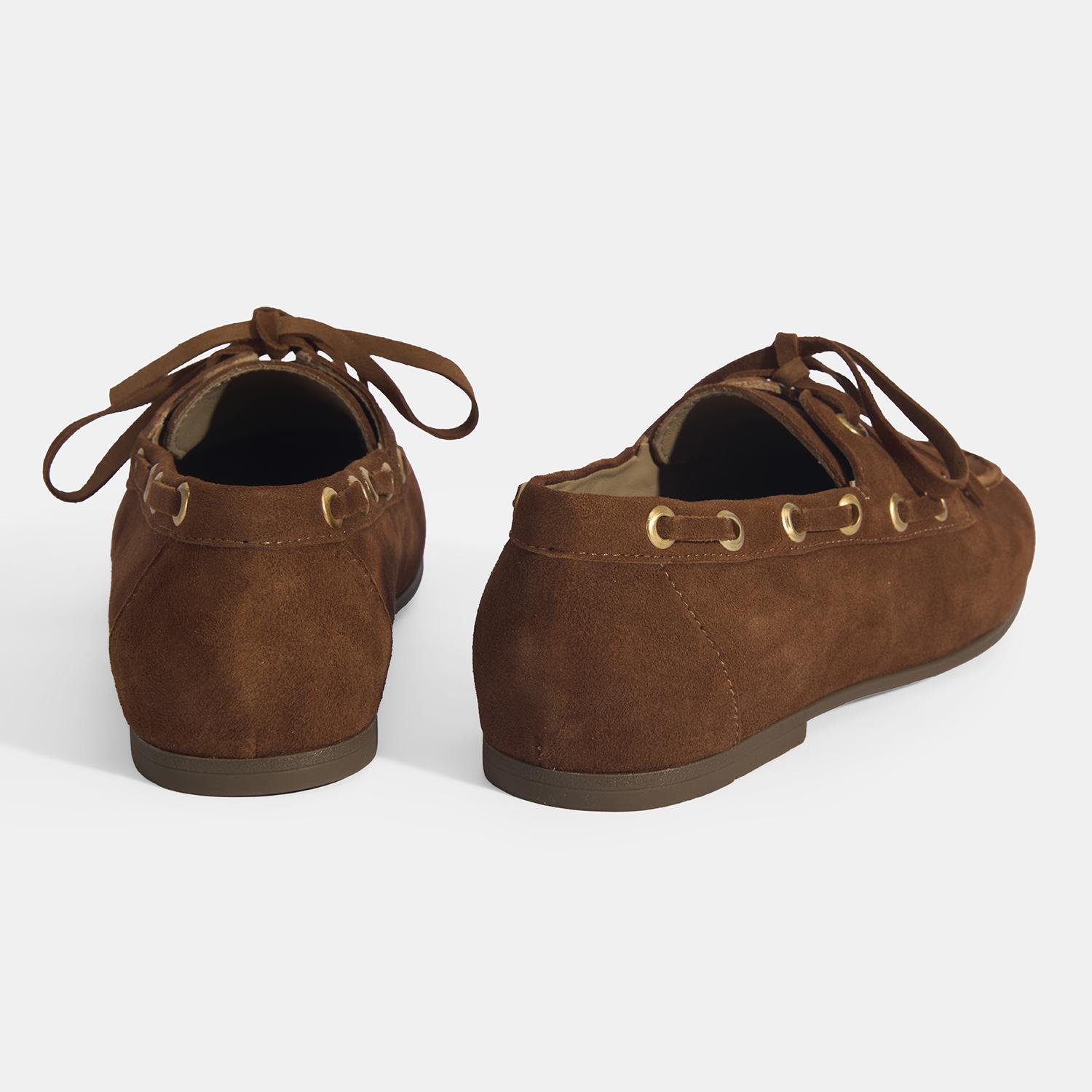 Limited Edition Kadın Taba Bağcık Detaylı Süet Loafer 2010054271002