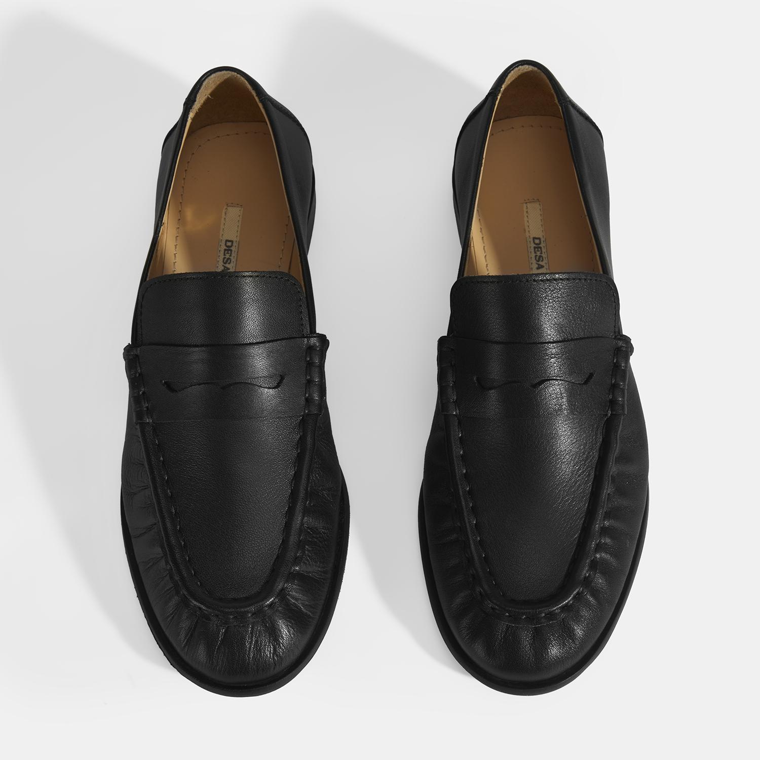 Kadın Siyah Slip-On Deri Loafer 2010054333002