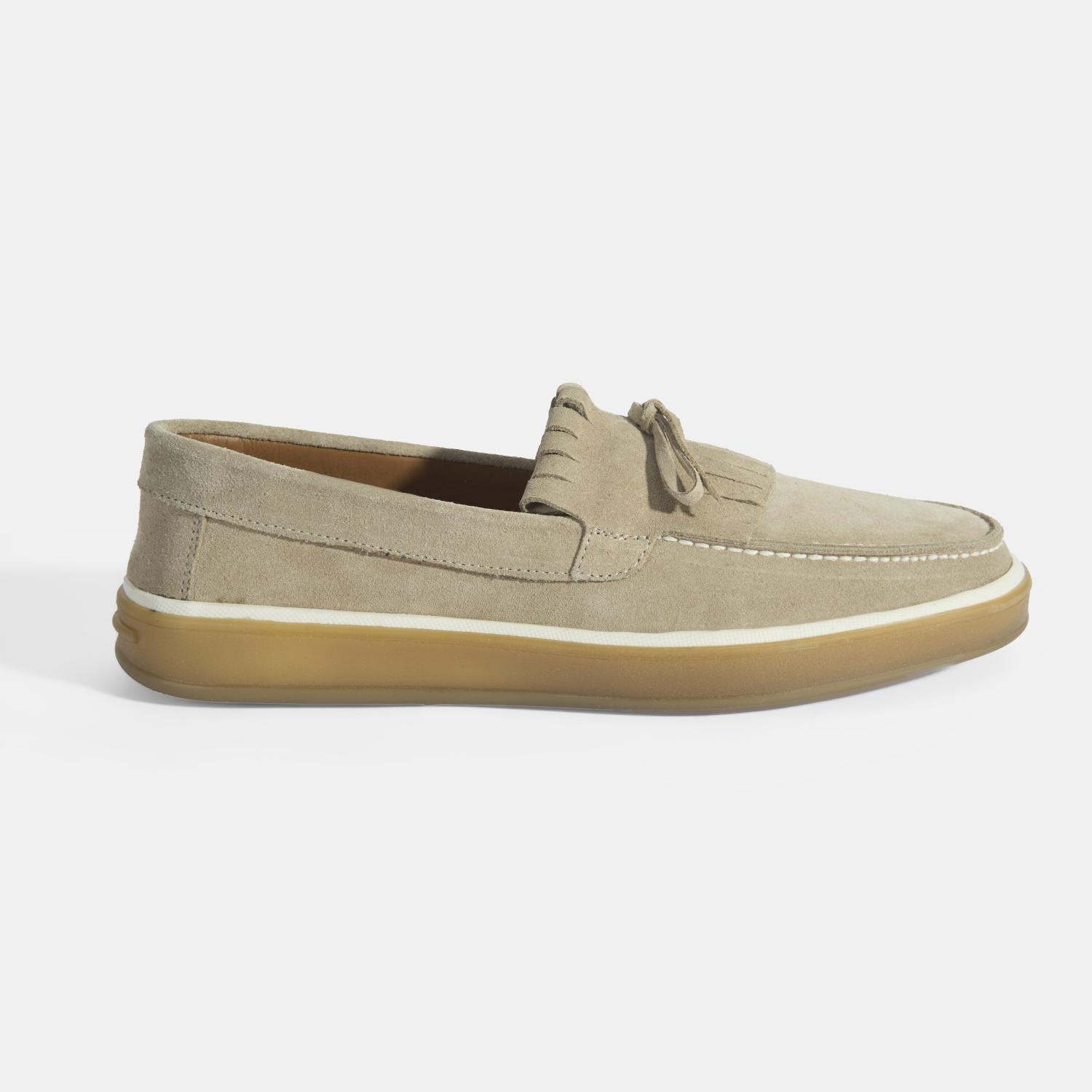Erkek Bej Süet Püsküllü Loafer 2010054164003