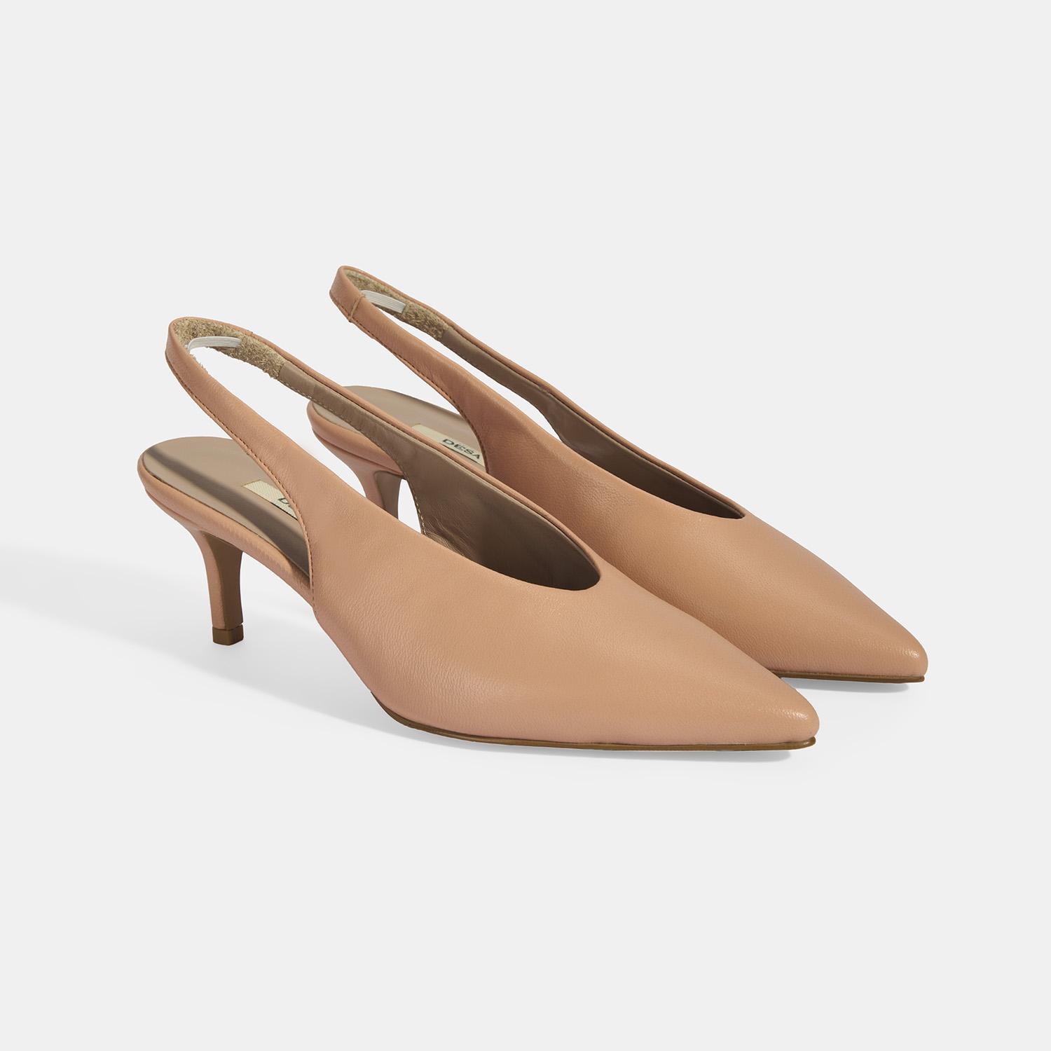 Kadın Pudra Slingback Deri Topuklu Ayakkabı 2010054314007