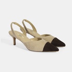Kadın Bej Slingback Süet Topuklu Ayakkabı 2010054325002