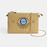 Kadın Taba Göz Nakışlı Hasır Clutch 1010040093001