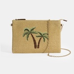 Taba Palmiye Nakışlı Hasır Clutch 1010040092001