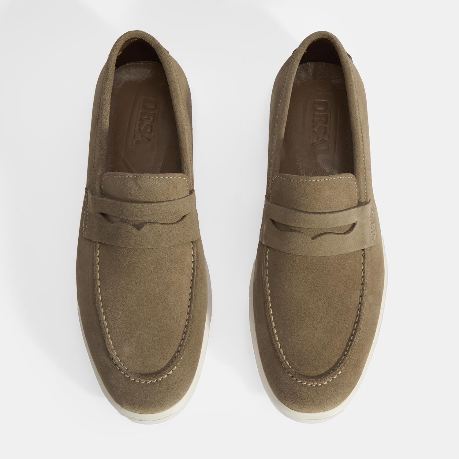 Erkek Bej Slip-On Süet Loafer 2010054177003