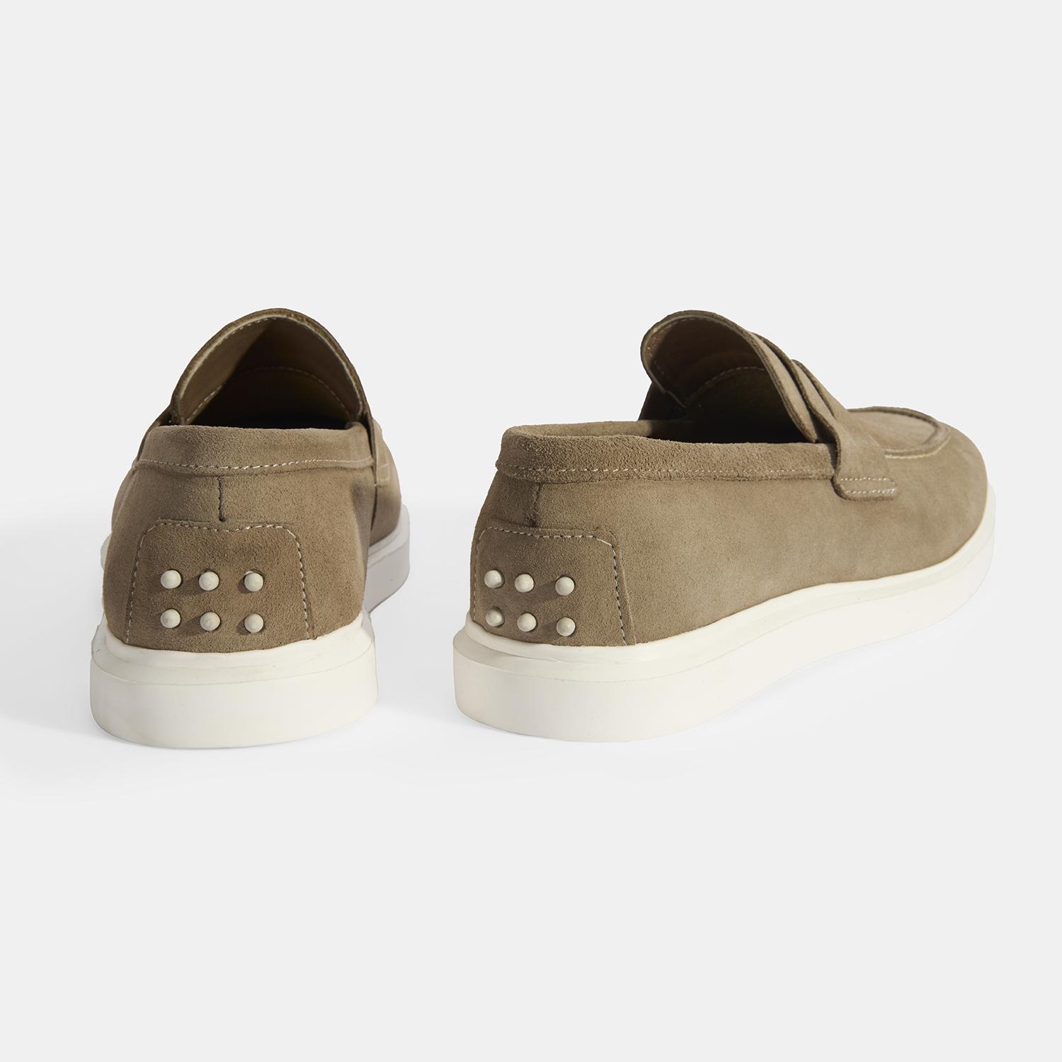 Erkek Bej Slip-On Süet Loafer 2010054177003