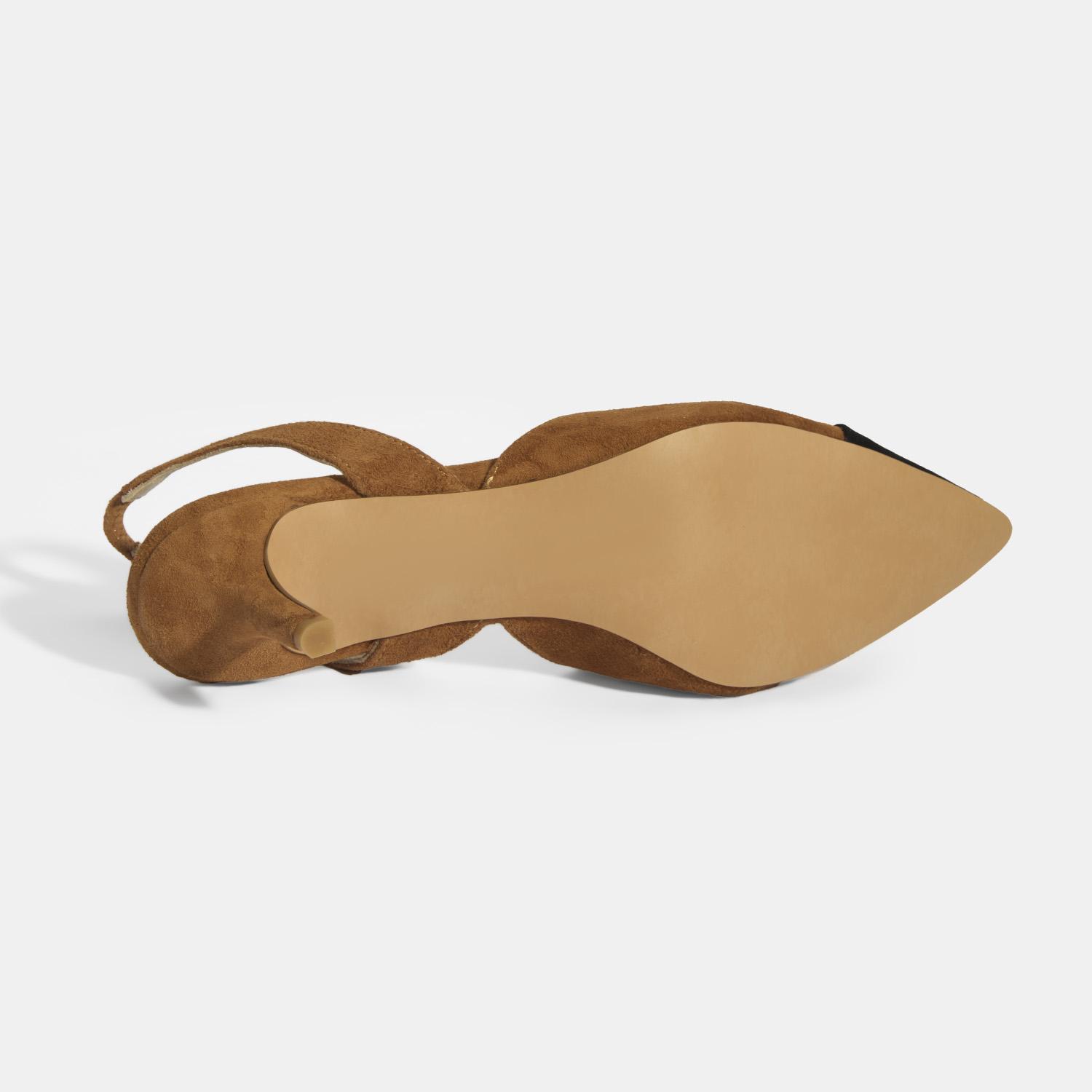 Kadın Taba Slingback Süet Topuklu Ayakkabı 2010054325007