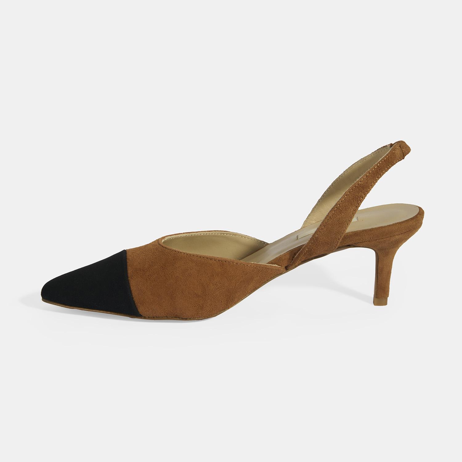 Kadın Taba Slingback Süet Topuklu Ayakkabı 2010054325007