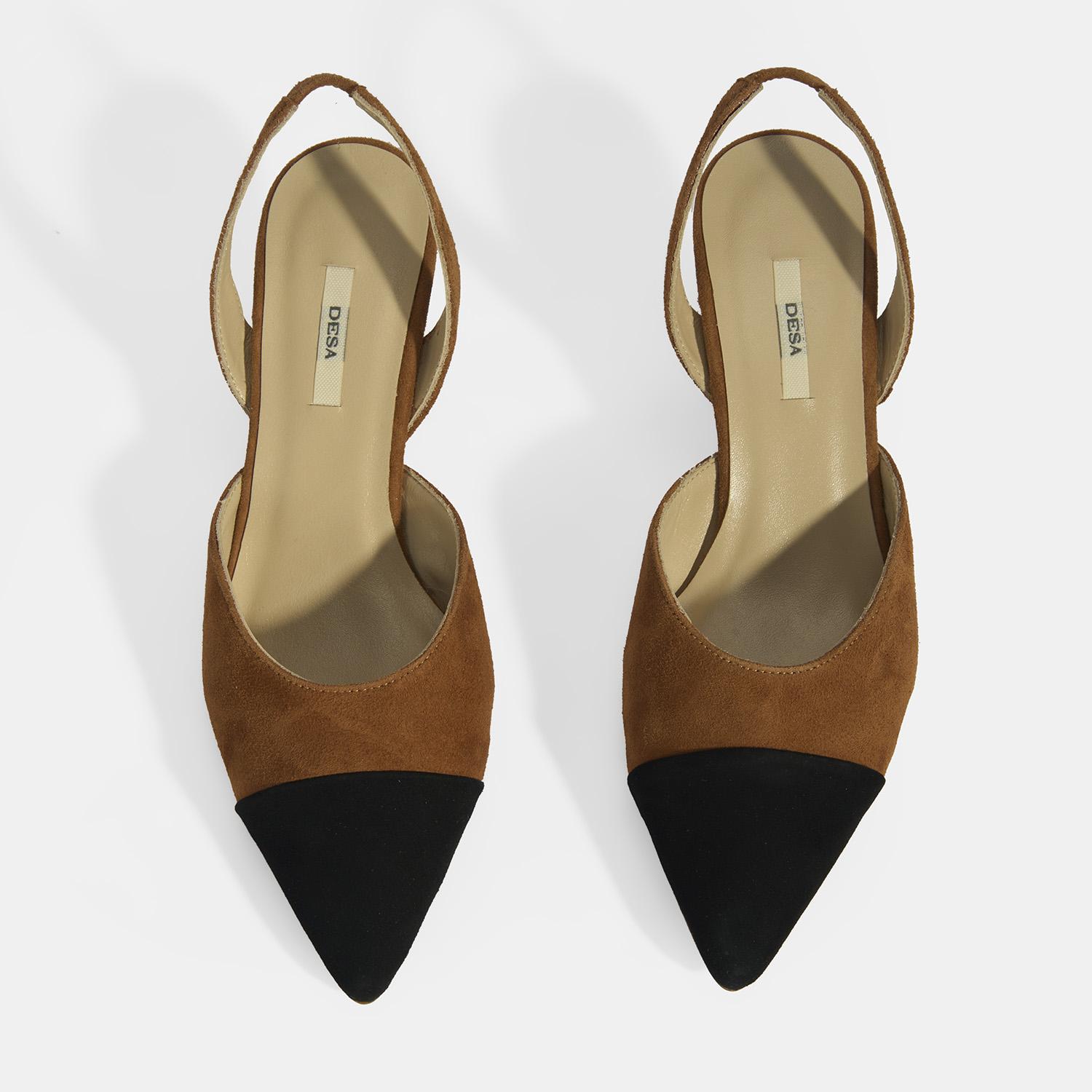 Kadın Taba Slingback Süet Topuklu Ayakkabı 2010054325007