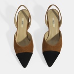Kadın Taba Slingback Süet Topuklu Ayakkabı 2010054325007