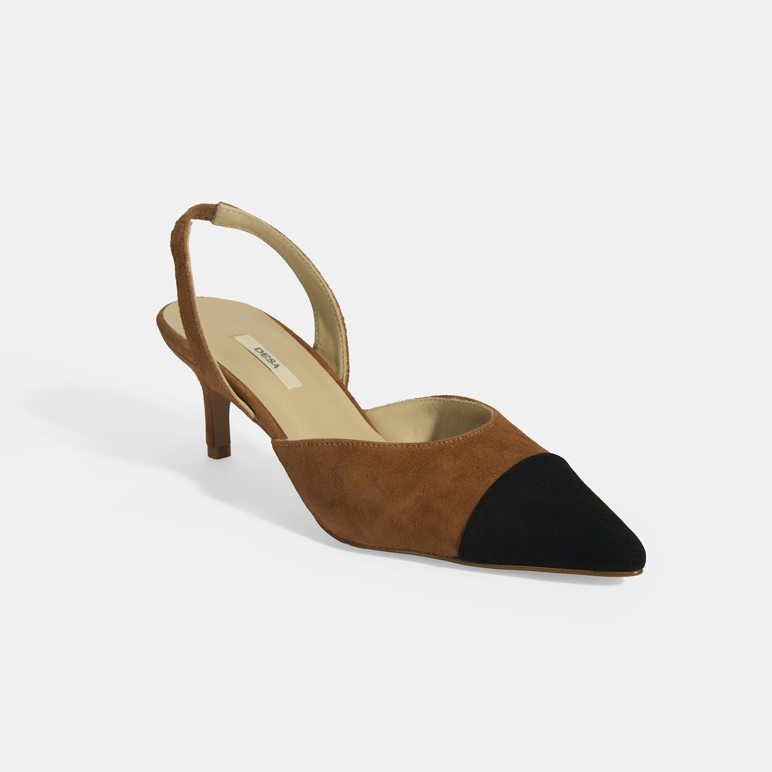Kadın Taba Slingback Süet Topuklu Ayakkabı 2010054325007