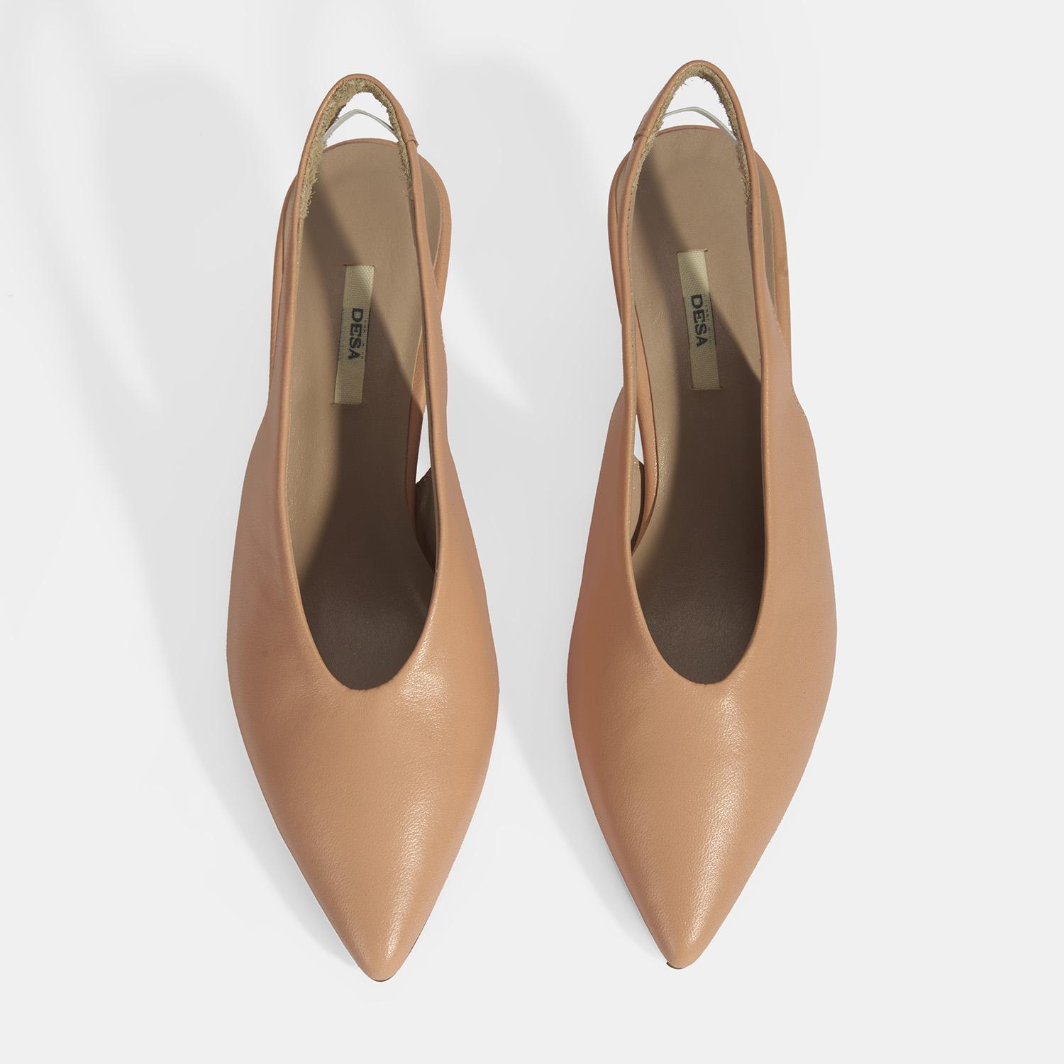 Kadın Pudra Slingback Deri Topuklu Ayakkabı 2010054314007