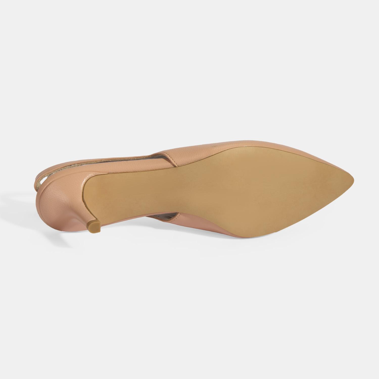 Kadın Pudra Slingback Deri Topuklu Ayakkabı 2010054314007