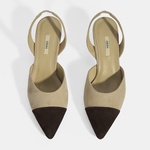 Kadın Bej Slingback Süet Topuklu Ayakkabı 2010054325002
