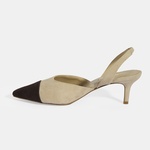 Kadın Bej Slingback Süet Topuklu Ayakkabı 2010054325002