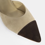 Kadın Bej Slingback Süet Topuklu Ayakkabı 2010054325002