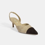 Kadın Bej Slingback Süet Topuklu Ayakkabı 2010054325002