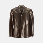 Erkek Kahve Gömlek Yaka Deri Blazer Ceket 1010038641012