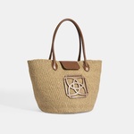Kadın Taba Monogram Logolu Hasır Omuz Çantası 1010039929001