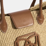 Kadın Taba Monogram Logolu Hasır Omuz Çantası 1010039929001