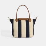 Kadın Monogram Logolu Lacivert Çizgili Kumaş Midi Omuz Çantası 1010040064002
