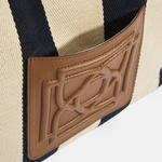 Kadın Monogram Logolu Lacivert Çizgili Kumaş Omuz Çantası 1010040067002