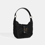 Kadın Siyah Monogram Logolu Omuz Çantası 1010039735001