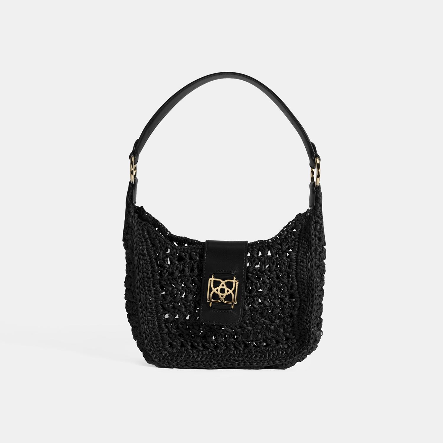 Kadın Siyah Monogram Logolu Omuz Çantası 1010039735001