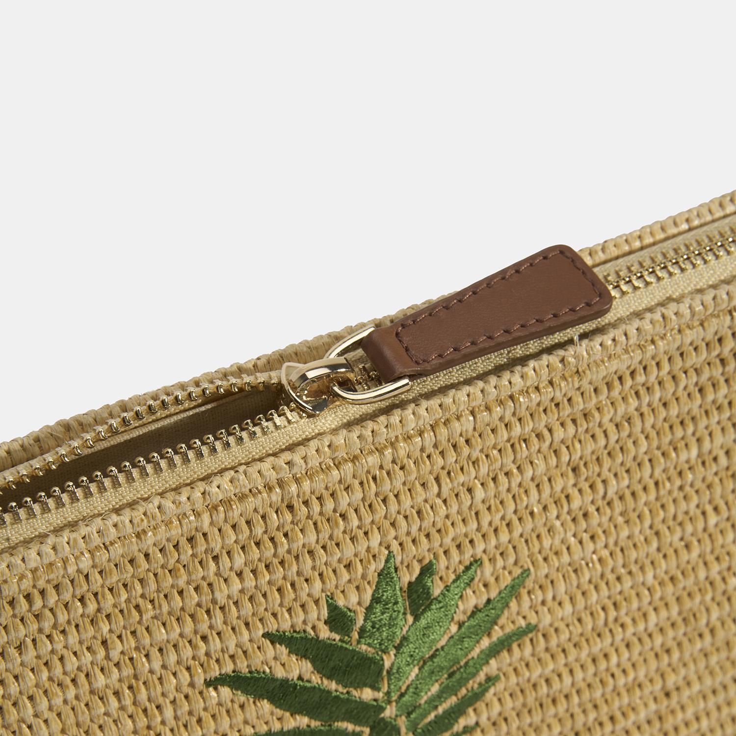 Kadın Taba Ananas Nakışlı Hasır Clutch 1010040094001